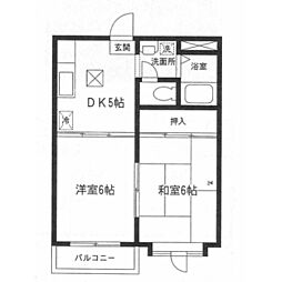 ジュネパレス山田2 2DKの間取図画像