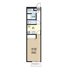 アムール桃花 1Kの間取図画像