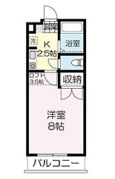スプリングハイツ 1階1Kの間取り
