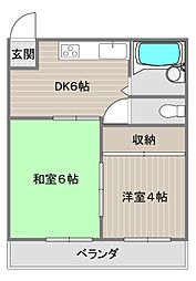 マンションポール 2DKの間取図画像