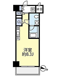 東急東横線 大倉山駅 徒歩7分の賃貸マンション 2階ワンルームの間取り