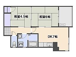 コーポ平和五日市 2DKの間取図画像