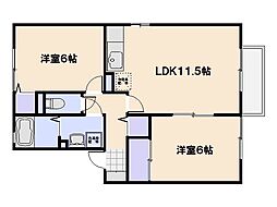 ピース・フル 1階2LDKの間取り
