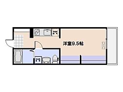エスタディオIII 1階ワンルームの間取り