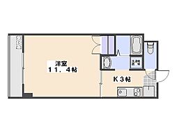シャルムIKENOKO 4階1Kの間取り