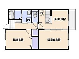 グラン・エトワール 2階2DKの間取り