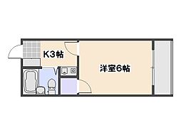 HOUSE459 302 3階1Kの間取り