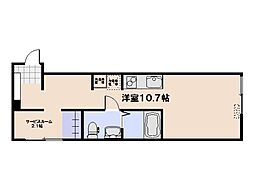 ポルトボヌール五日市参番館 1階ワンルームの間取り
