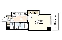 クレスト池之子 2階1Kの間取り