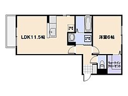 サニーコート五日市中央 1階1LDKの間取り