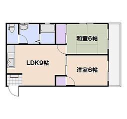 メゾンボネール2 2DKの間取図画像