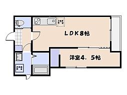 レジデンシャル廿日市駅前 1LDKの間取図画像