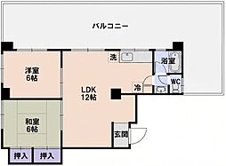 スワンハイム 1LDKの間取図画像