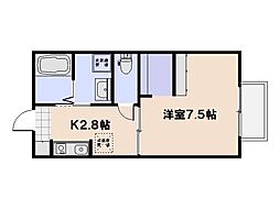 サニーハイツMARU 1Kの間取図画像