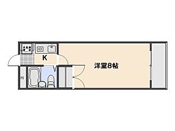 ウイング楽々園 1Kの間取図画像