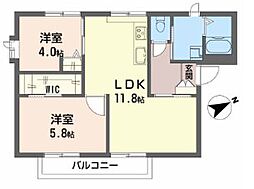 フレグランス吉岡 2LDKの間取図画像