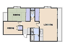 ライブ原田 2LDKの間取図画像