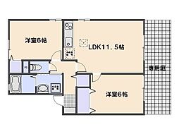 ファミール三筋C 2LDKの間取図画像