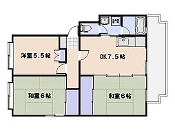 第2仁井田マンション 3DKの間取図画像