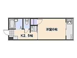 ジョイフリー皆賀 3階1DKの間取り