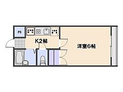 サンライズ草津南 5階1Kの間取り