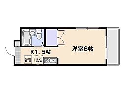 サンライズ五日市中央5丁目ビル 4階1Kの間取り