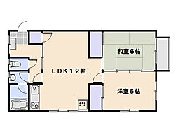 木谷マンション 3階2LDKの間取り