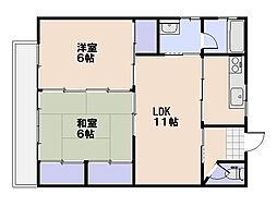 橋本アパートB 2LDKの間取図画像