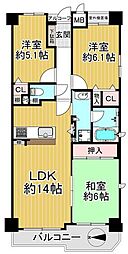 生駒西松ケ丘アーバンコンフォート 3LDKの間取図画像