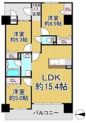 グローバル大和小泉 3LDKの間取図画像