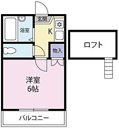 ブリリアントキューブ2 1Kの間取図画像