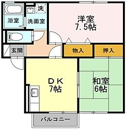スイートハウス 2DKの間取図画像