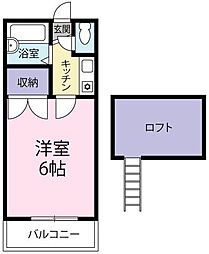 ブリリアントキューブ5 1Kの間取図画像