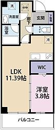 TOKUSHIMAMIDTOWER 1LDKの間取図画像