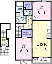 セレブリティC 2LDKの間取図画像