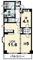 ディア・フォロン 2LDKの間取図画像
