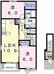 スマイリー鴨島B 2LDKの間取図画像