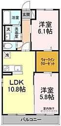 ベルティルミナス 2LDKの間取図画像