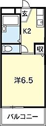 ハイツ・フローラ 1Kの間取図画像