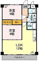 その木ハイツ 2LDKの間取図画像