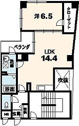 Cube-g中通町 1LDKの間取図画像