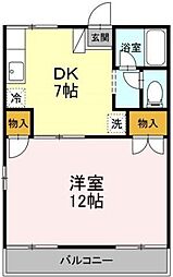 セジュール住吉B 1DKの間取図画像