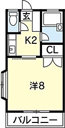 原田ハイツ 1Kの間取図画像