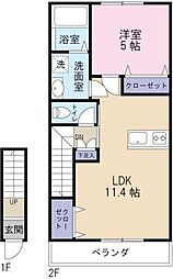 サンキュ阿南 1LDKの間取図画像