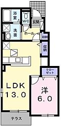 ルーベル・論田C 1LDKの間取図画像