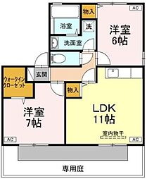 レジデンス矢三B 2LDKの間取図画像
