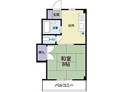 第二南前川ハイツ 1DKの間取図画像