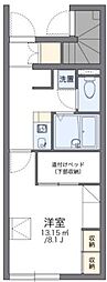 レオパレス喜六 1Kの間取図画像