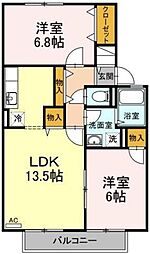ピュアメゾンA 2LDKの間取図画像