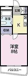メゾンオレンジ2 1Kの間取図画像
